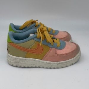 Nike kids Air Force 1 sun club sanded gold sneakers shoes lace-up tennis shoes